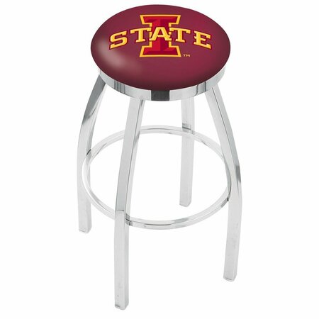 HOLLAND BAR STOOL CO 36" Chrome Iowa State Swivel Bar Stool, Accent Ring L8C2C36IowaSt